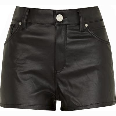 black leather shorts river island