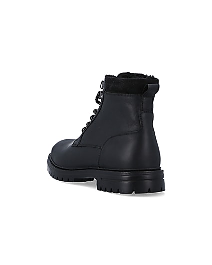 360 degree animation of product Black leather padded collar boots frame-7