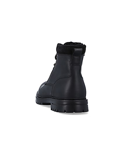 360 degree animation of product Black leather padded collar boots frame-8