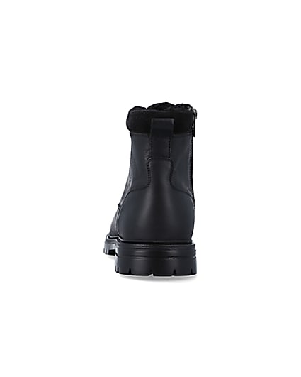 360 degree animation of product Black leather padded collar boots frame-9