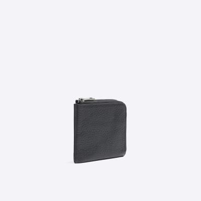 Black leather pebbled wallet River Island