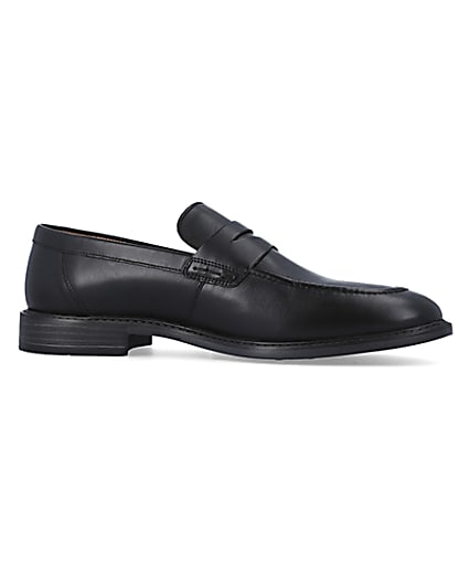 360 degree animation of product Black Leather Penny Loafers frame-16