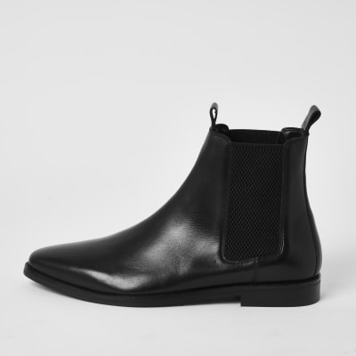 river island black leather ankle boots