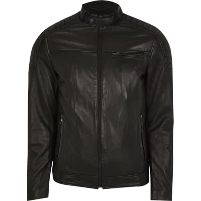 river island leather bomber jacket