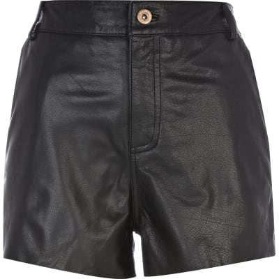 black leather shorts river island