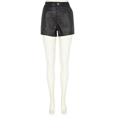 black leather shorts river island