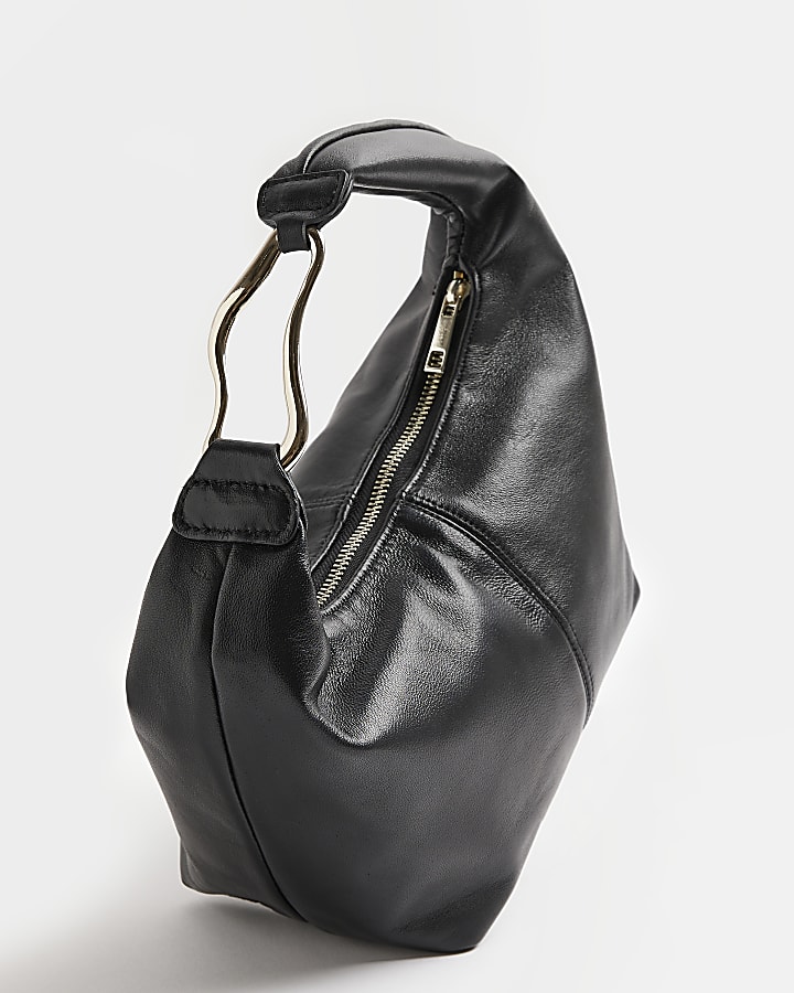 Black leather shoulder bag