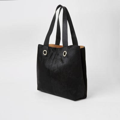 black shopper tote bag