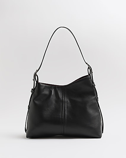 Black leather slouch shoulder bag