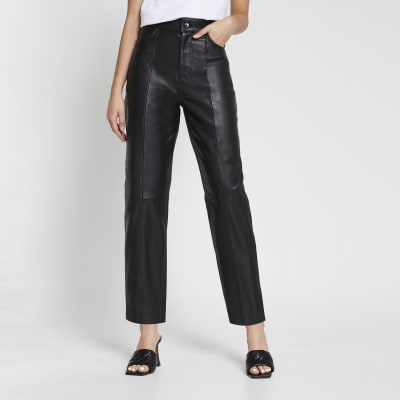 leather straight trousers