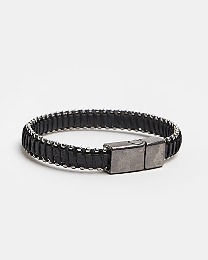 Black Leather stud Bracelet