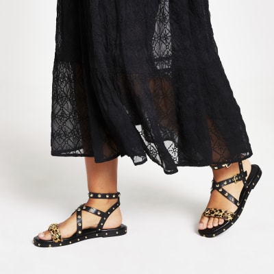 river island black gladiator sandals