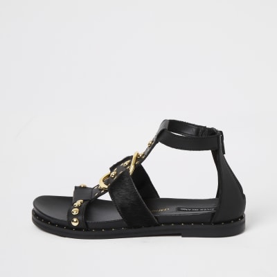 black ankle gladiator sandals