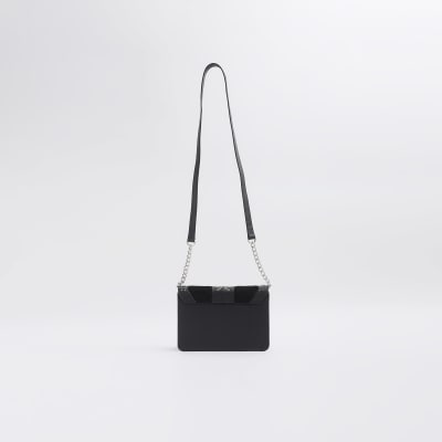 Black leather studded cross body bag | River Island