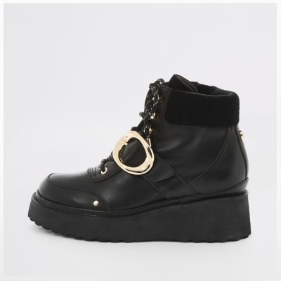 river island black flatforms