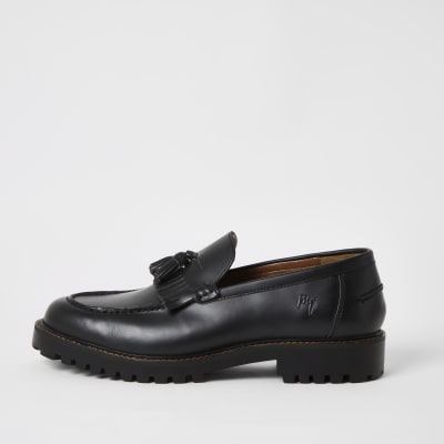 black chunky loafers