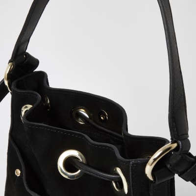 black leather tassel bag