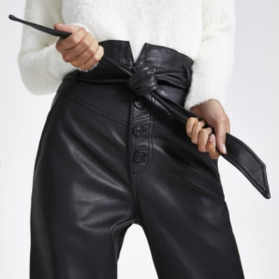 leather peg leg trousers