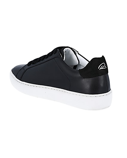 360 degree animation of product Black leather trainers frame-6