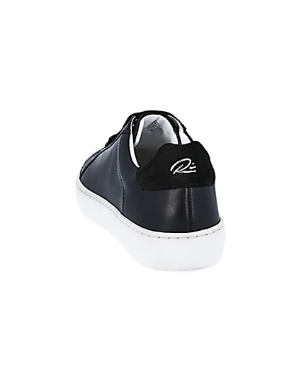 360 degree animation of product Black leather trainers frame-8