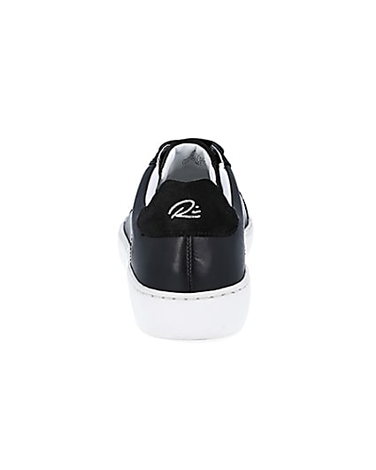 360 degree animation of product Black leather trainers frame-9