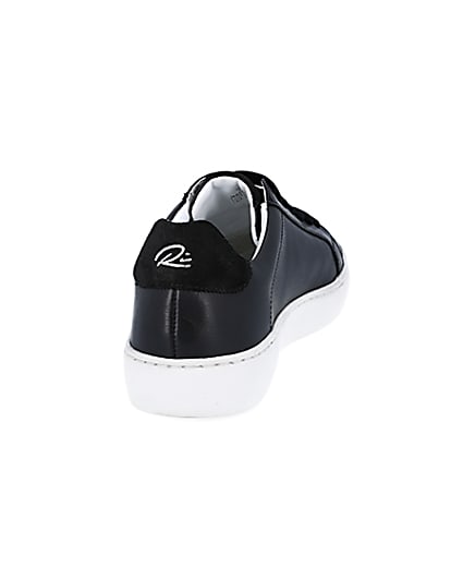 360 degree animation of product Black leather trainers frame-10