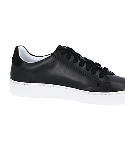 360 degree animation of product Black leather trainers frame-16