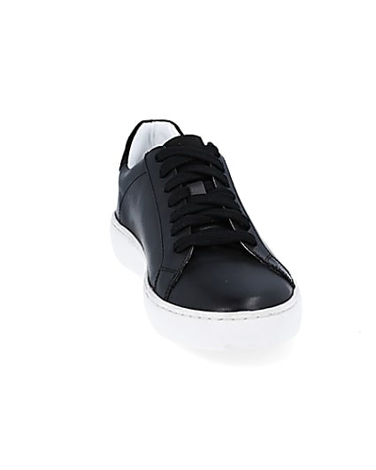 360 degree animation of product Black leather trainers frame-20