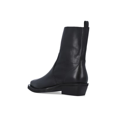 Ladies black best sale western ankle boots