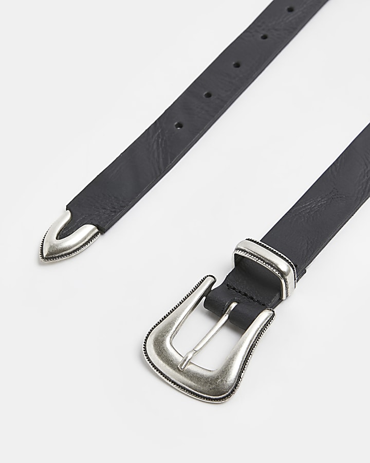 Black Leather Western Buckle belt
