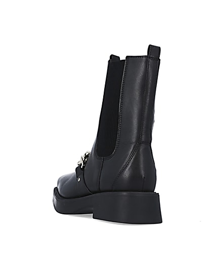 360 degree animation of product Black leather wide fit ankle boots frame-7