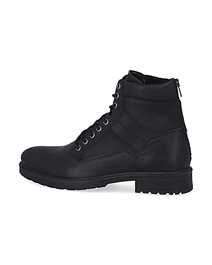 360 degree animation of product Black leather zip up boots frame-4