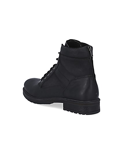 360 degree animation of product Black leather zip up boots frame-6