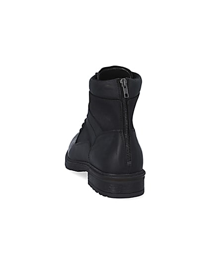 360 degree animation of product Black leather zip up boots frame-8