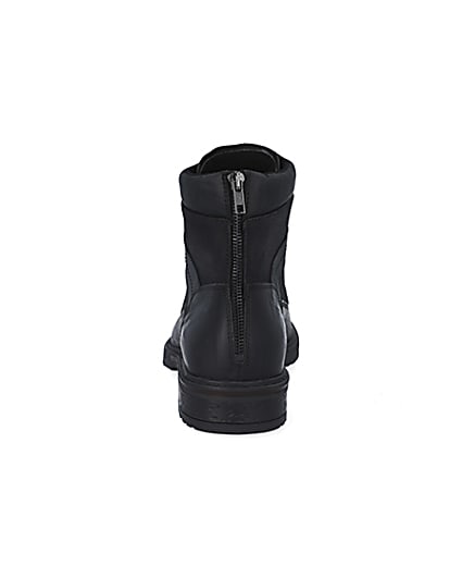 360 degree animation of product Black leather zip up boots frame-9