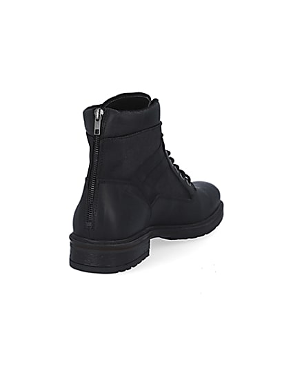 360 degree animation of product Black leather zip up boots frame-11