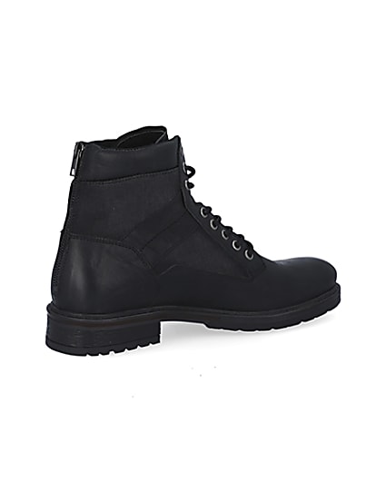 360 degree animation of product Black leather zip up boots frame-13