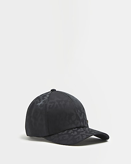 Black leopard print cap