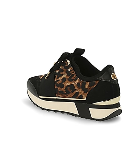 360 degree animation of product Black leopard print elasticated trainers frame-6