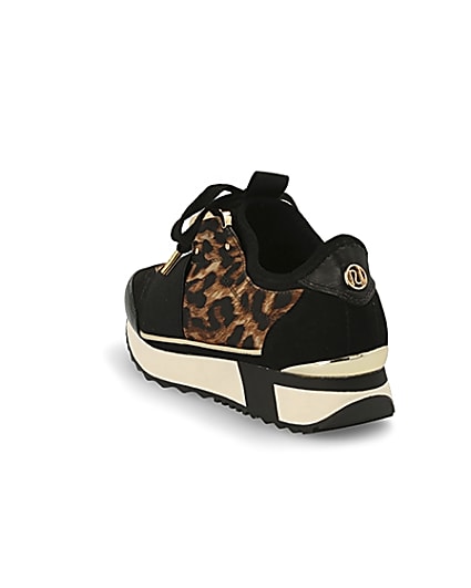 360 degree animation of product Black leopard print elasticated trainers frame-7