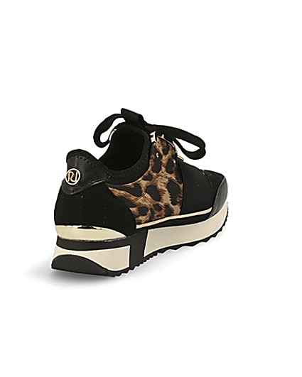 360 degree animation of product Black leopard print elasticated trainers frame-11