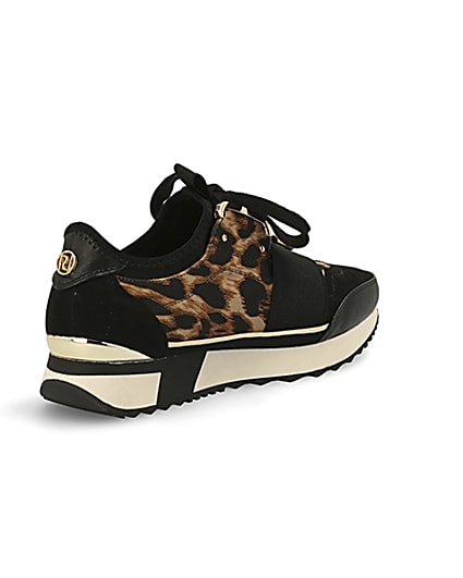 360 degree animation of product Black leopard print elasticated trainers frame-12