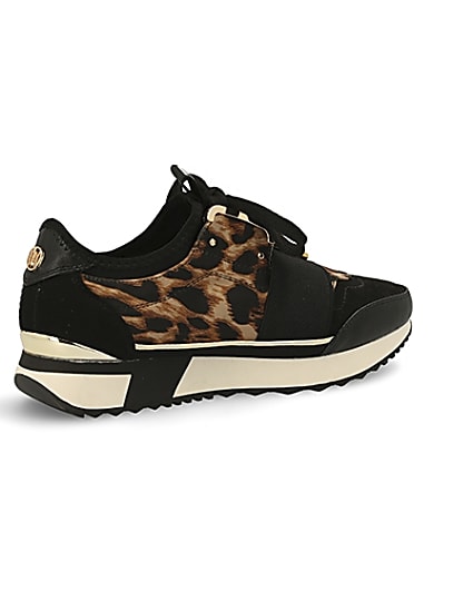 360 degree animation of product Black leopard print elasticated trainers frame-13