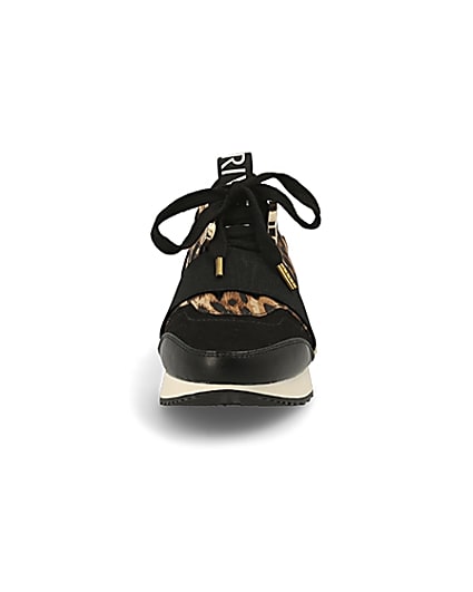 360 degree animation of product Black leopard print elasticated trainers frame-21