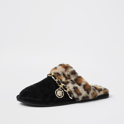 river island leopard print slippers