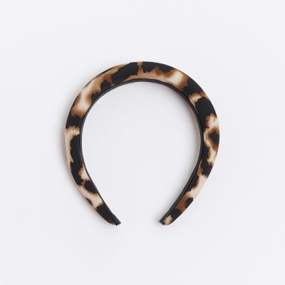 Black leopard print head band | River Island