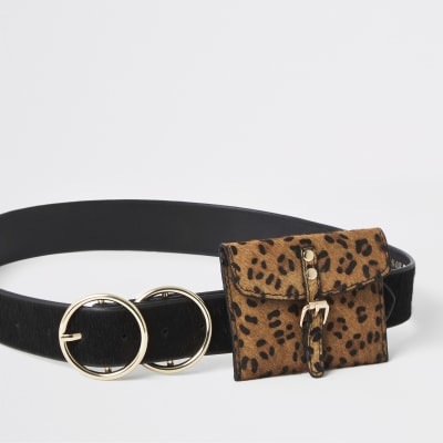 black and leopard print purse