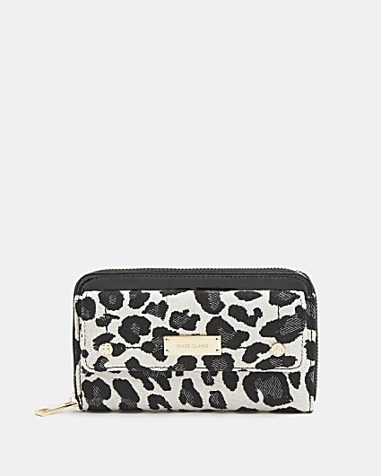 Black leopard print purse