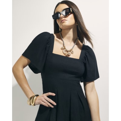 chinese dress ladies Mille Isla Dress in Black Linen XXS