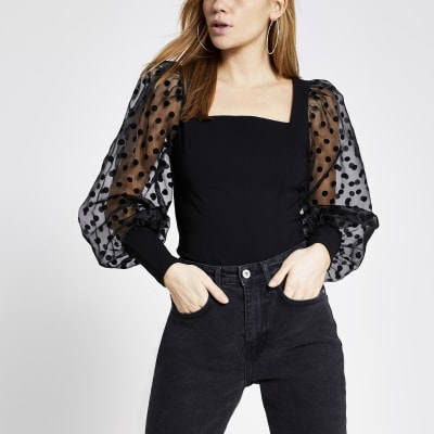 polka dot full sleeve top